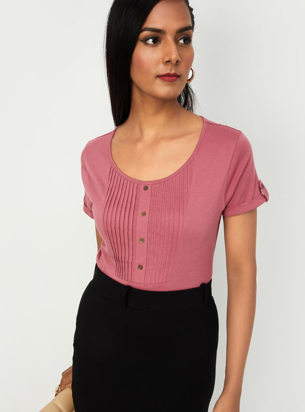 Women Pintuck Yoke Top