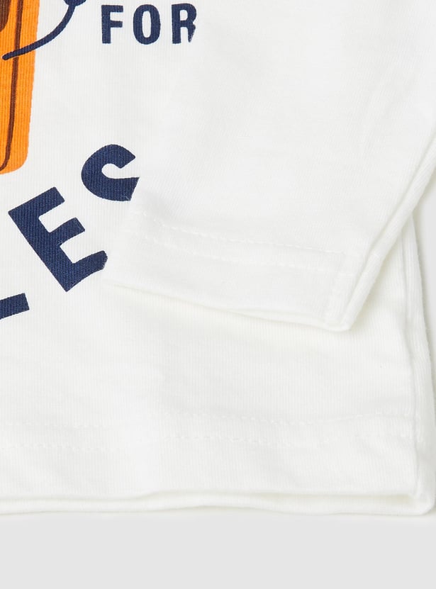 Boys Typographic Printed Cotton T-shirt