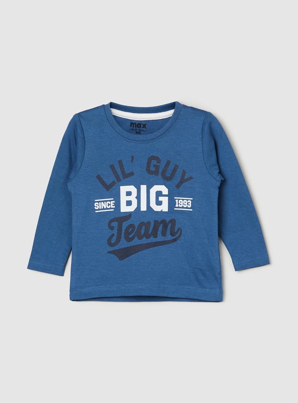 Boys Typographic Printed Cotton T-shirt