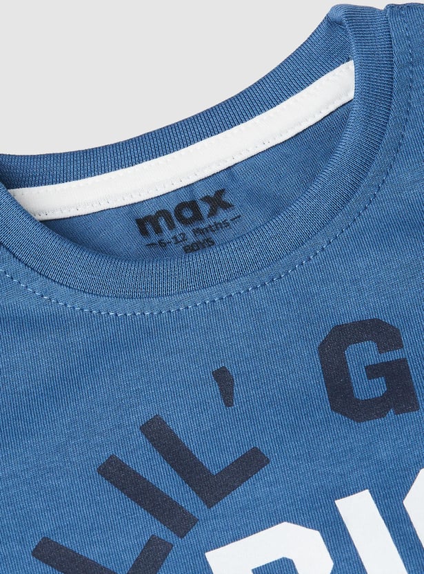 Boys Typographic Printed Cotton T-shirt