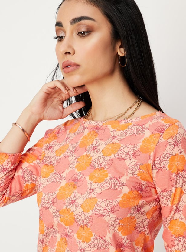 Women Printed Three-Quarter Sleeve T-shirt