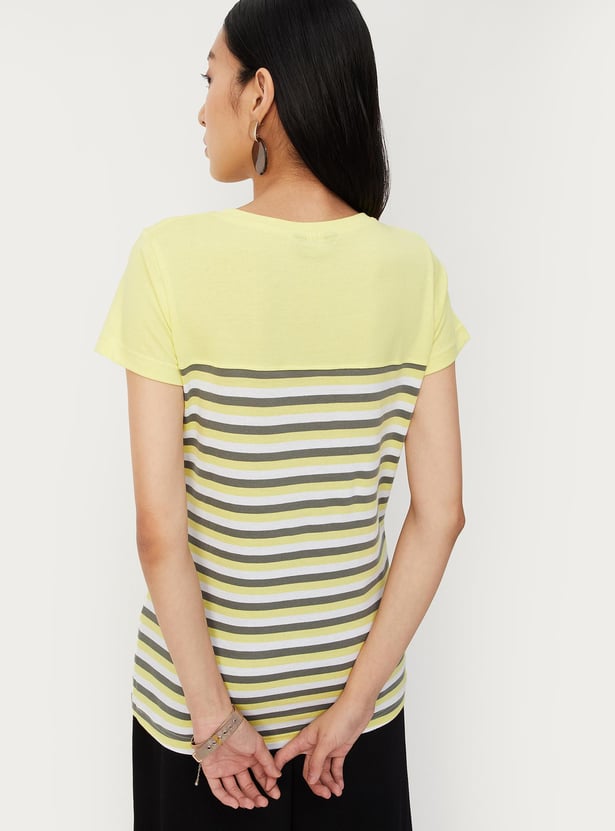Women Striped Round Neck T-shirt