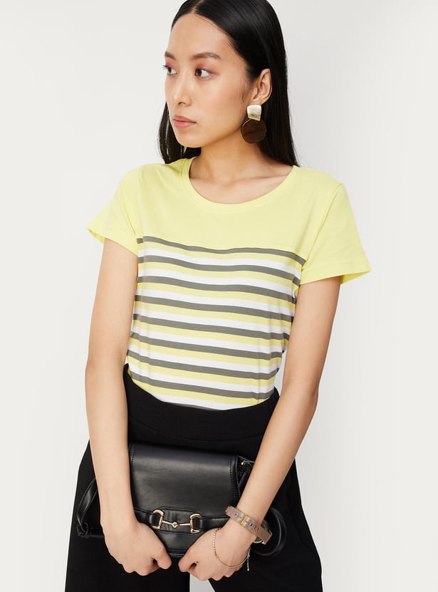 Women Striped Round Neck T-shirt