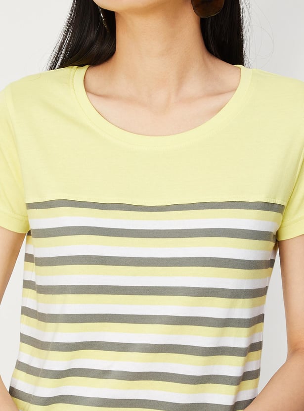 Women Striped Round Neck T-shirt