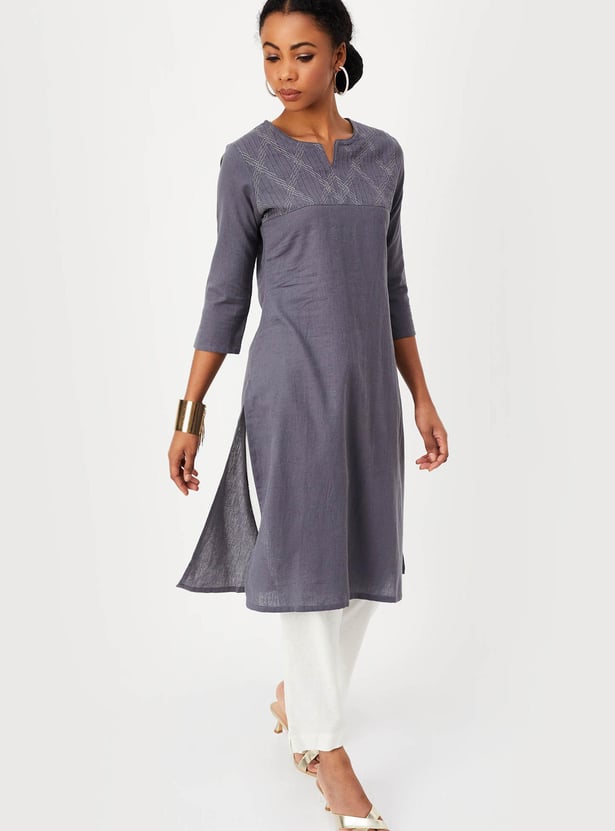 Women Embroidered Straight Kurta
