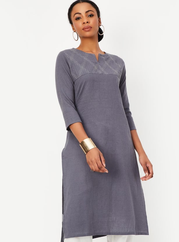 Women Embroidered Straight Kurta