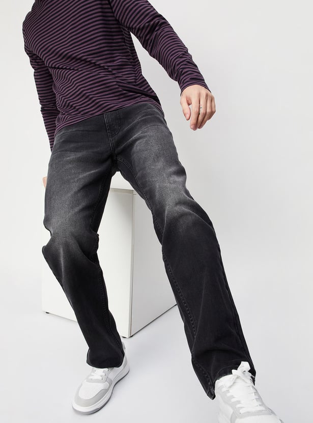 Men Straight Fit Faded Jeans