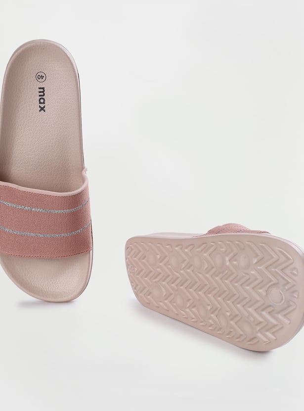Women Striped Open-Toe Sliders