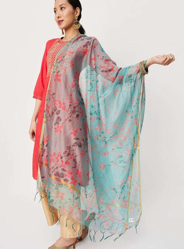Women Printed Dupatta with Tassels