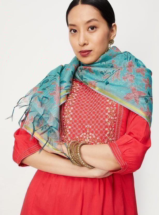 Women Printed Dupatta with Tassels
