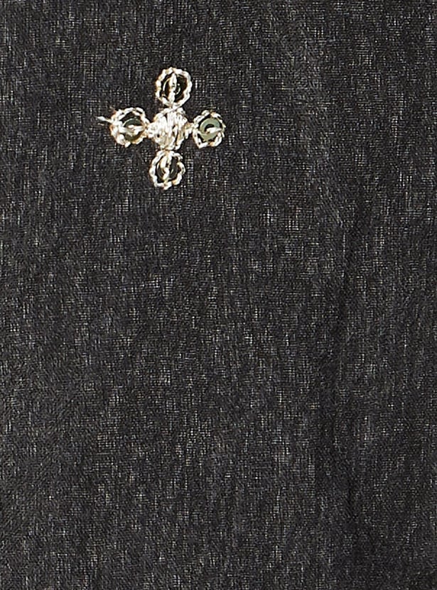 Women Sequinned Scalloped Dupatta