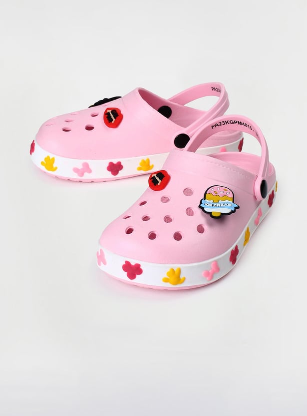 Girls Jibbitz-Detailed Clogs with Ankle Strap