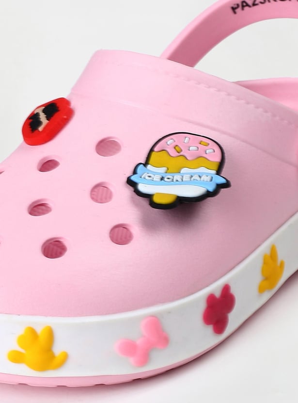 Girls Jibbitz-Detailed Clogs with Ankle Strap