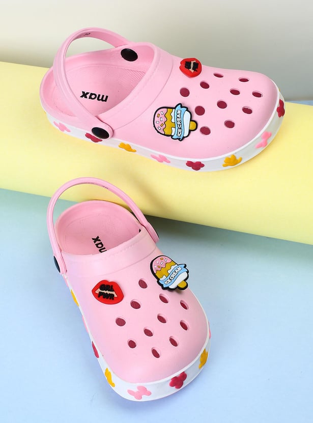 Girls Jibbitz-Detailed Clogs with Ankle Strap