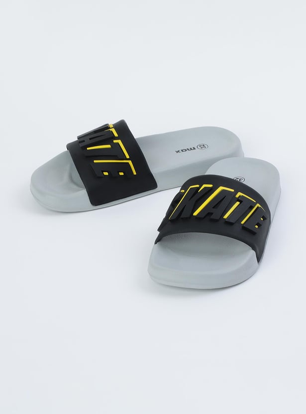 Boys Embossed Open-Toe Sliders