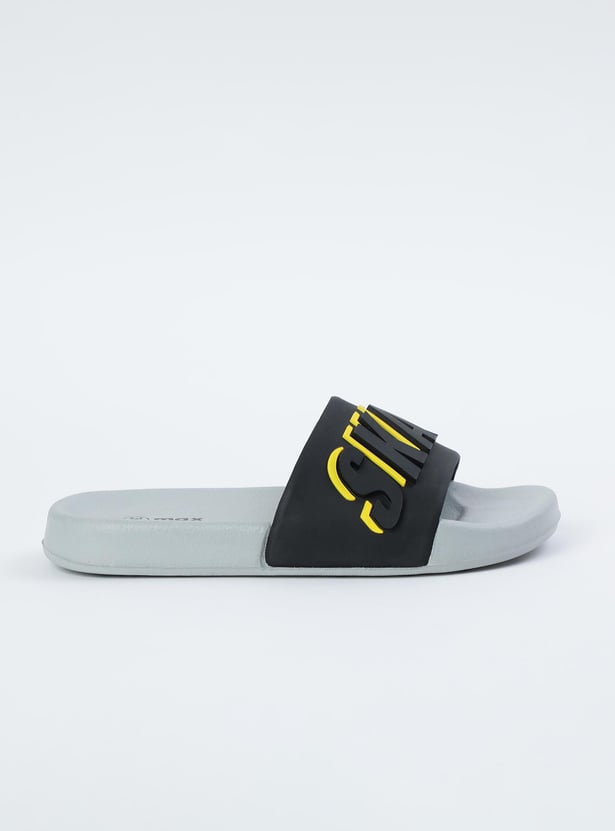 Boys Embossed Open-Toe Sliders