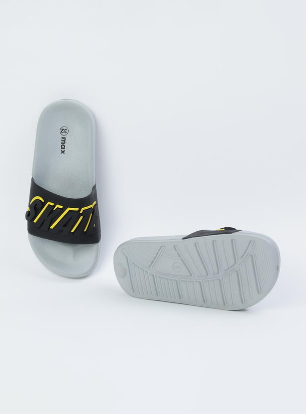 Boys Embossed Open-Toe Sliders