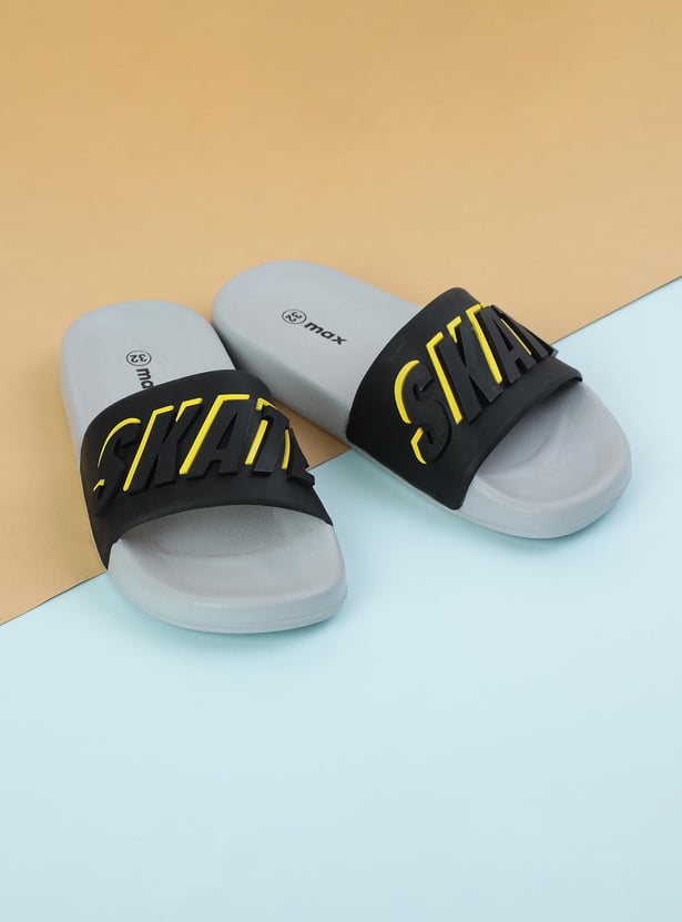 Boys Embossed Open-Toe Sliders