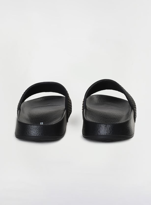 Men Textured Open-Toe Sliders