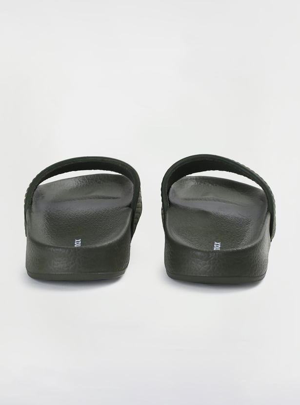 Men Textured Open-Toe Sliders