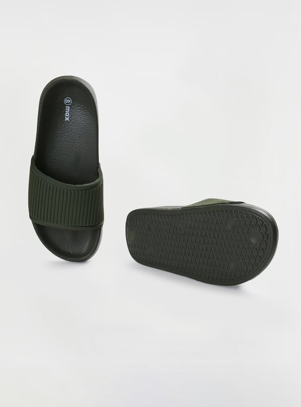 Men Textured Open-Toe Sliders