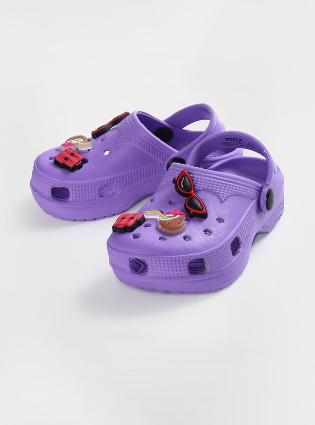 Girls Jibbitz-Detailed Clogs with Ankle Strap