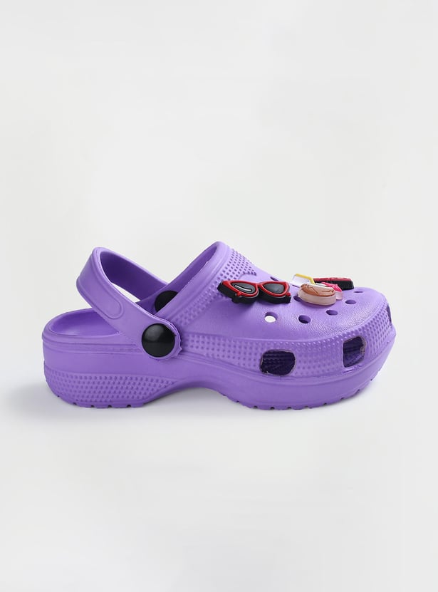 Girls Jibbitz-Detailed Clogs with Ankle Strap