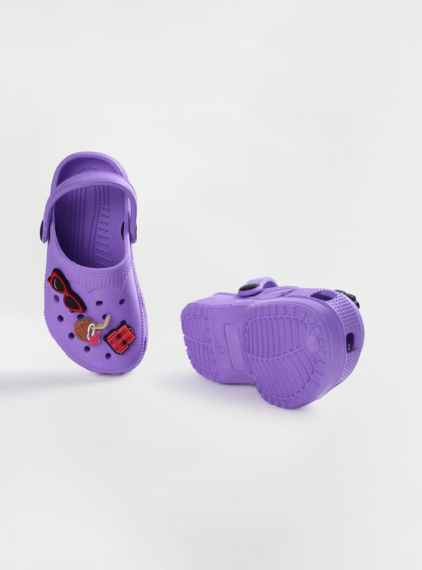 Girls Jibbitz-Detailed Clogs with Ankle Strap