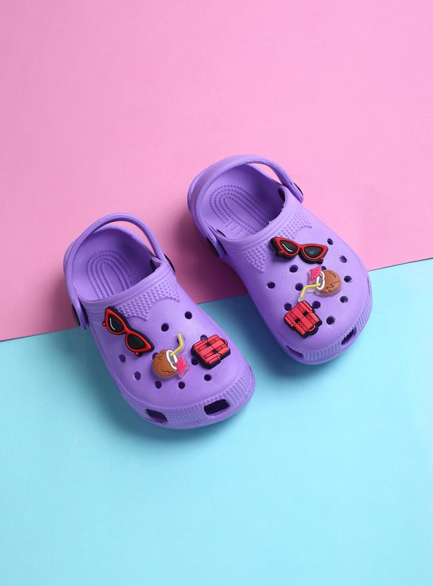 Girls Jibbitz-Detailed Clogs with Ankle Strap