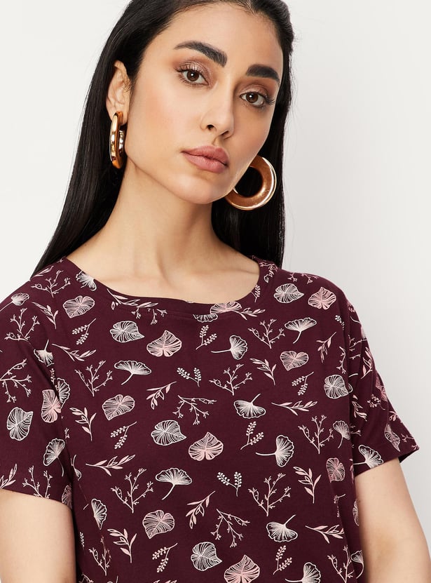 Women Printed T-shirt with Elasticated Hem
