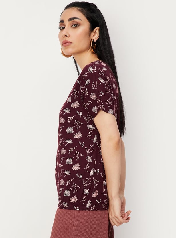 Women Printed T-shirt with Elasticated Hem