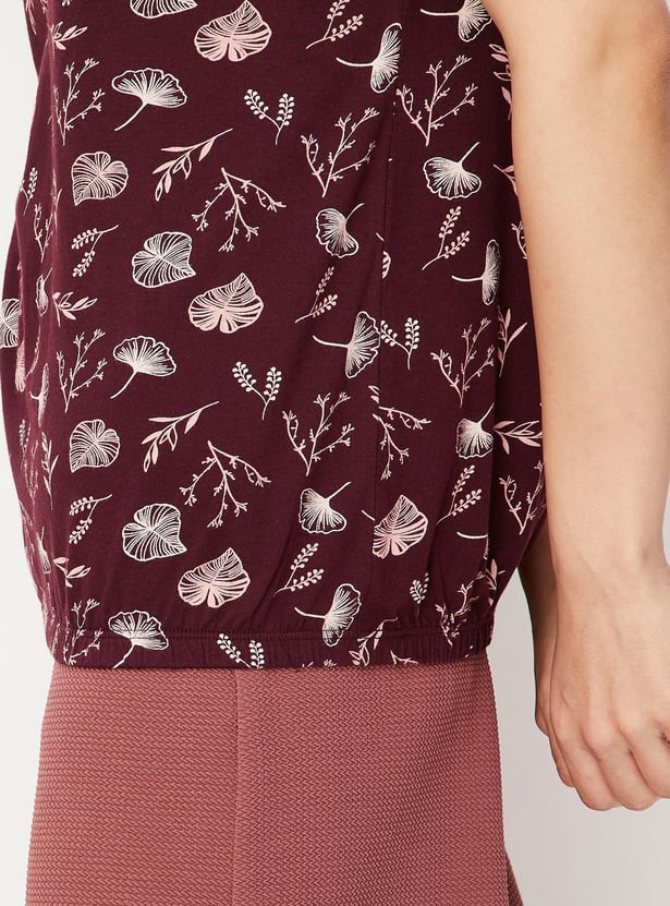 Women Printed T-shirt with Elasticated Hem