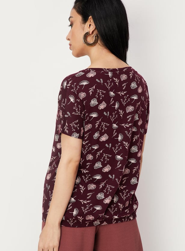 Women Printed T-shirt with Elasticated Hem