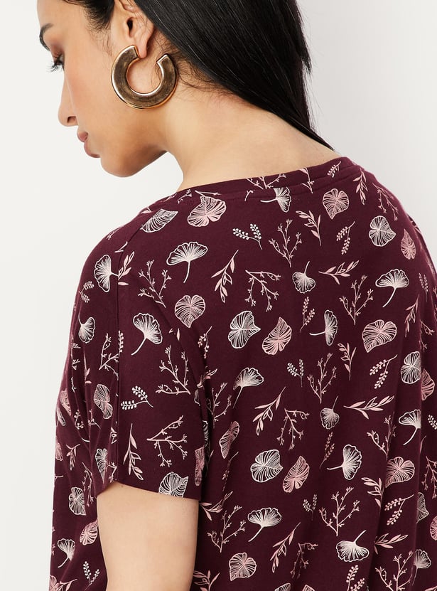 Women Printed T-shirt with Elasticated Hem