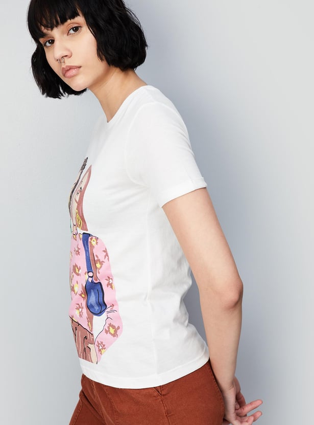 Women Round Neck Graphic T-shirt