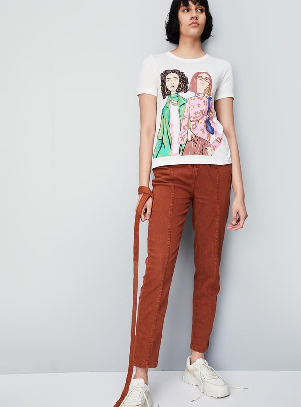 Women Round Neck Graphic T-shirt