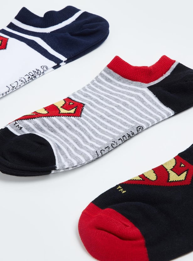 Men Superman Printed Socks - Pack Of 3
