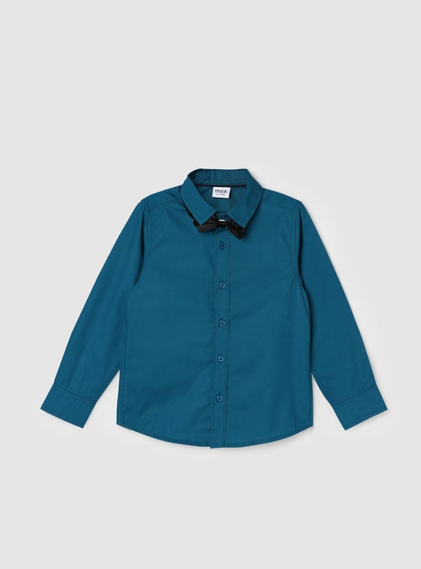 Boys Solid Shirt with Bow Tie