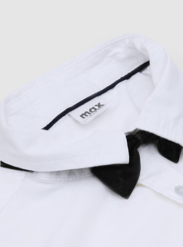 Boys Solid Shirt with Bow Tie