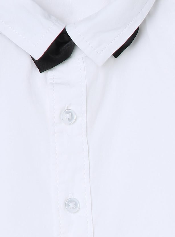 Boys Solid Shirt with Bow Tie