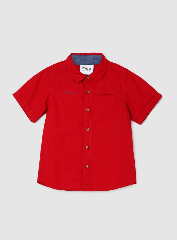 Boys Solid Welt Pocket Shirt
