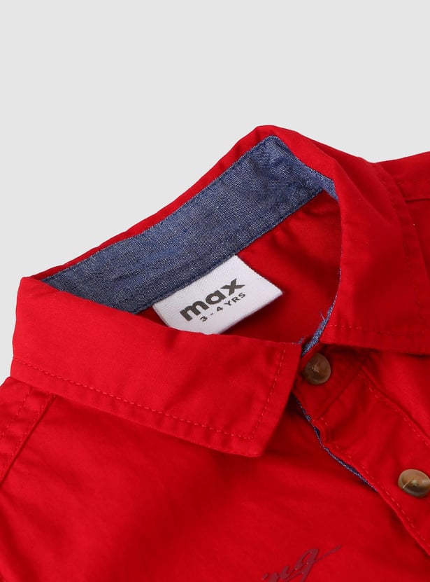 Boys Solid Welt Pocket Shirt