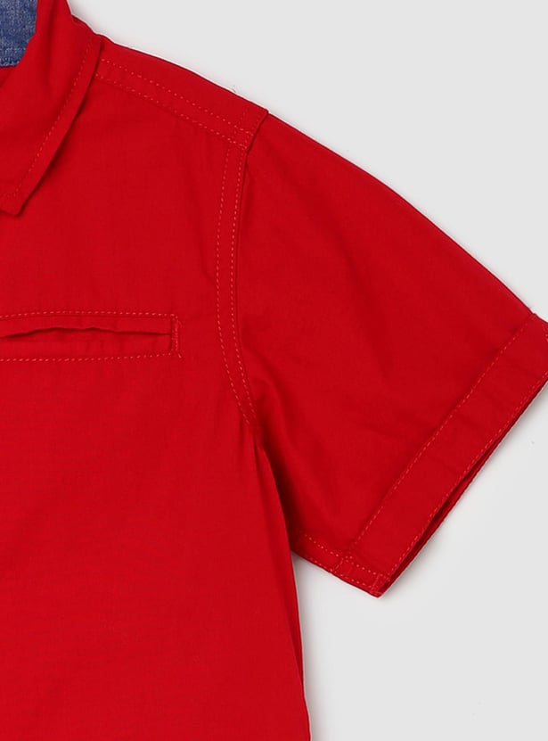 Boys Solid Welt Pocket Shirt