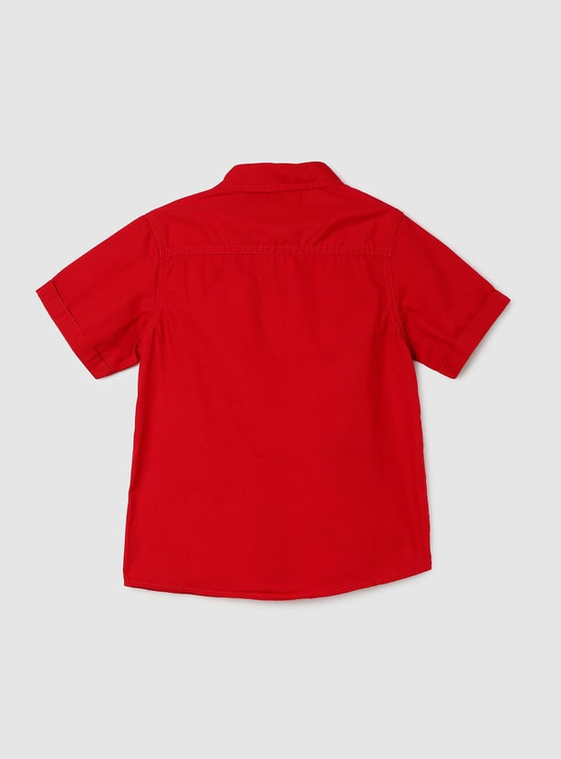 Boys Solid Welt Pocket Shirt
