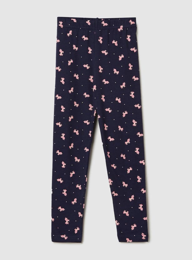 Girls Printed Full-Length Leggings