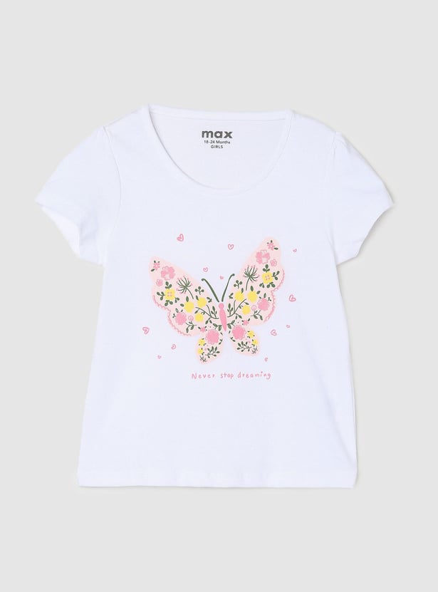 Girls Butterfly Printed T-shirt