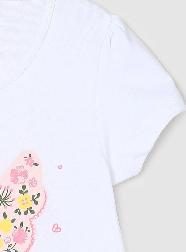 Girls Butterfly Printed T-shirt