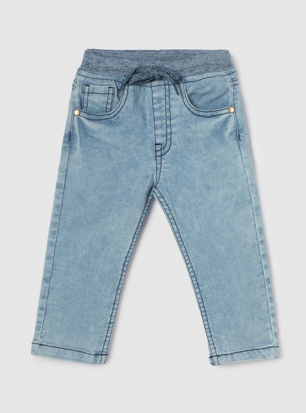 Boys Washed Drawstring Waist Jeans