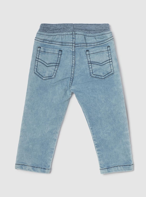 Boys Washed Drawstring Waist Jeans