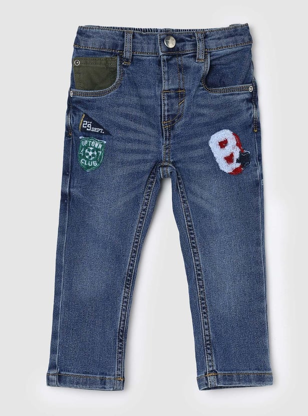 Boys Appliqued Slim Fit Jeans